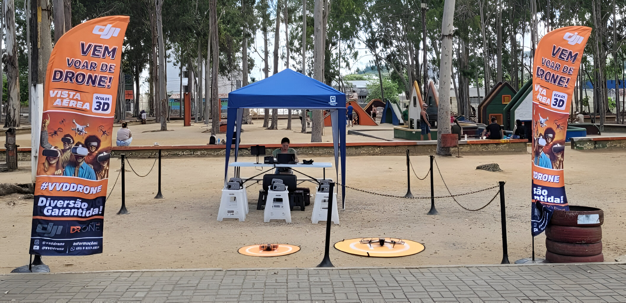 Tenda VVDDrone - Experiência de voo com drone e óculos de realidade virtual